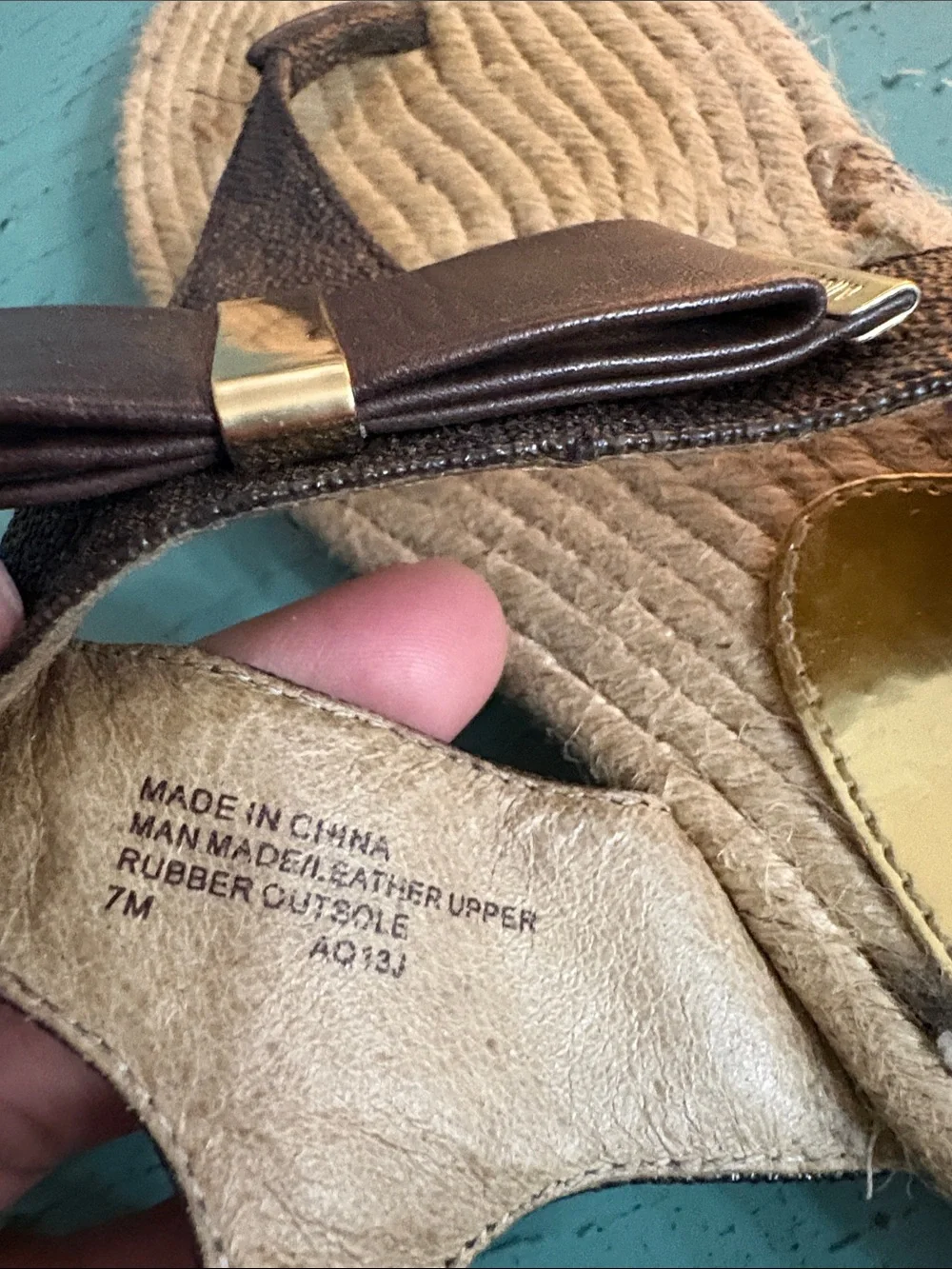 Michael Kors Brown and Gold Jute Thong Sandals